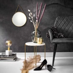 Beistelltisch Mit Marmorplatte MARBLE In Weiß 7 Beistelltisch Mit Marmorplatte MARBLE In Weiß -Butlers butlers beistelltisch mit marmorplatte marble in weiss 3