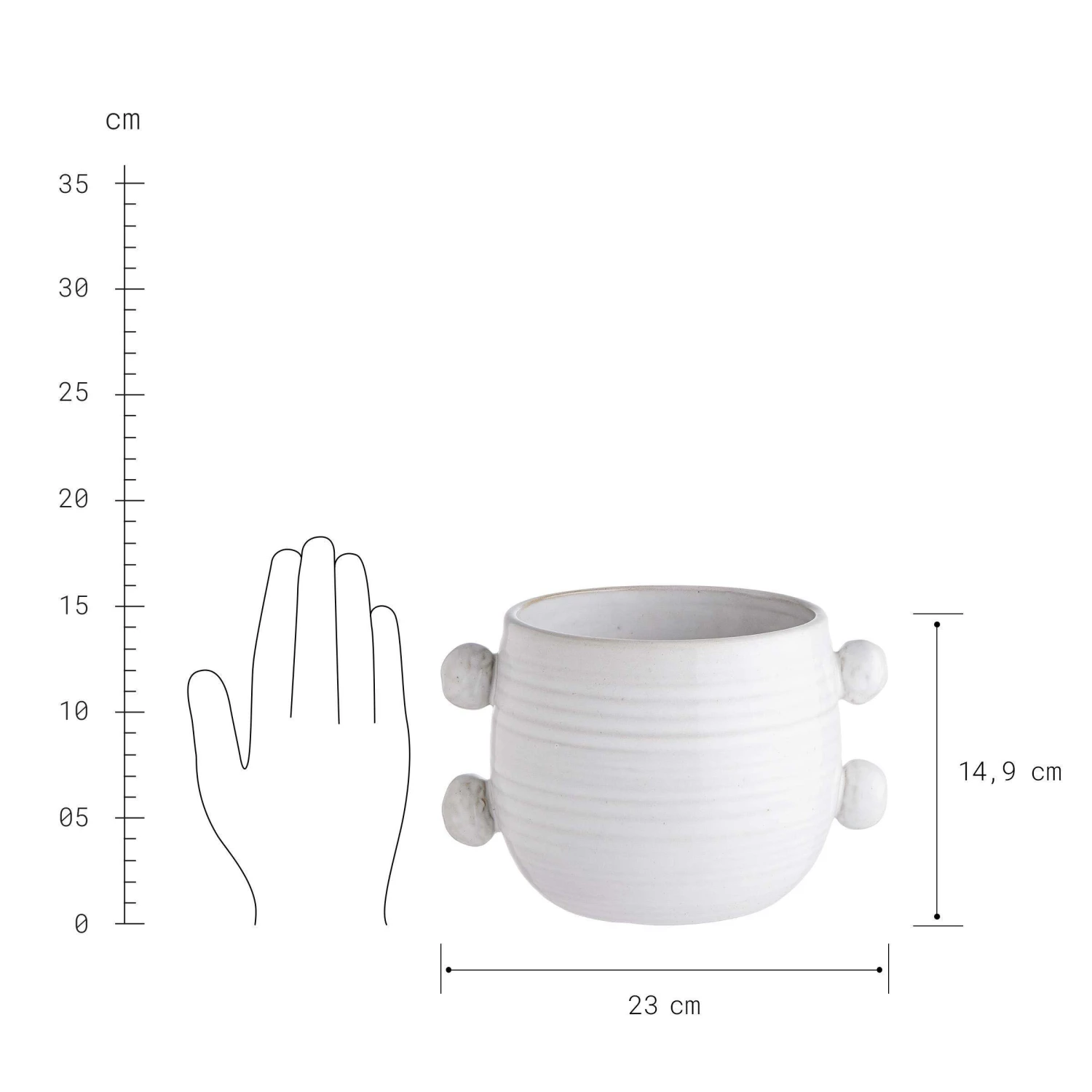 Blumentopf B 23 X T 15cm HANDLE In Creme 3 Blumentopf B 23 X T 15cm HANDLE In Creme – Bild 3