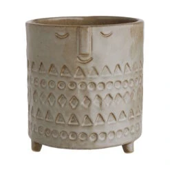 Blumentopf Mit Gesicht Ø14cm ETHNO In Hellbraun