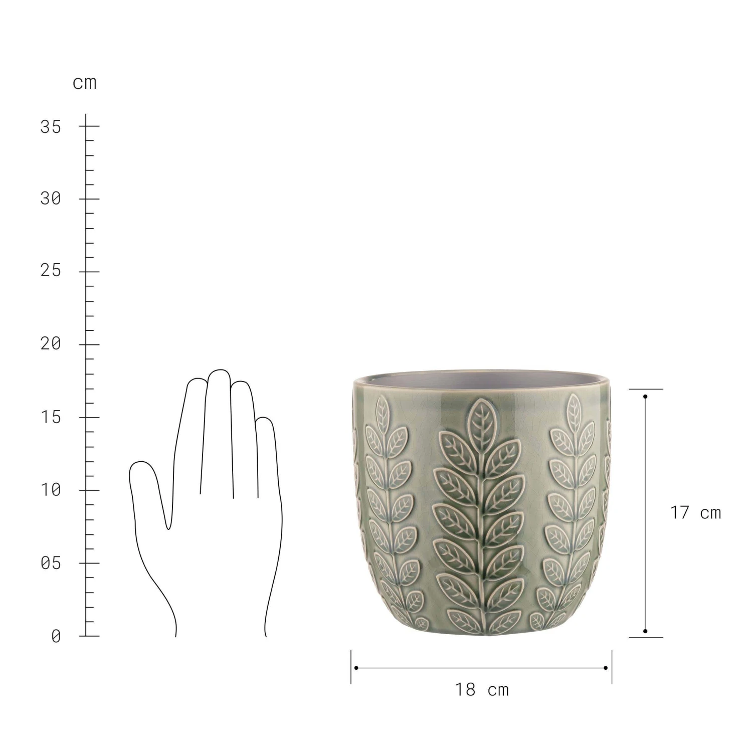 Blumentopf Ø18cm LEAVES In Grün 3 Blumentopf Ø18cm LEAVES In Grün – Bild 3