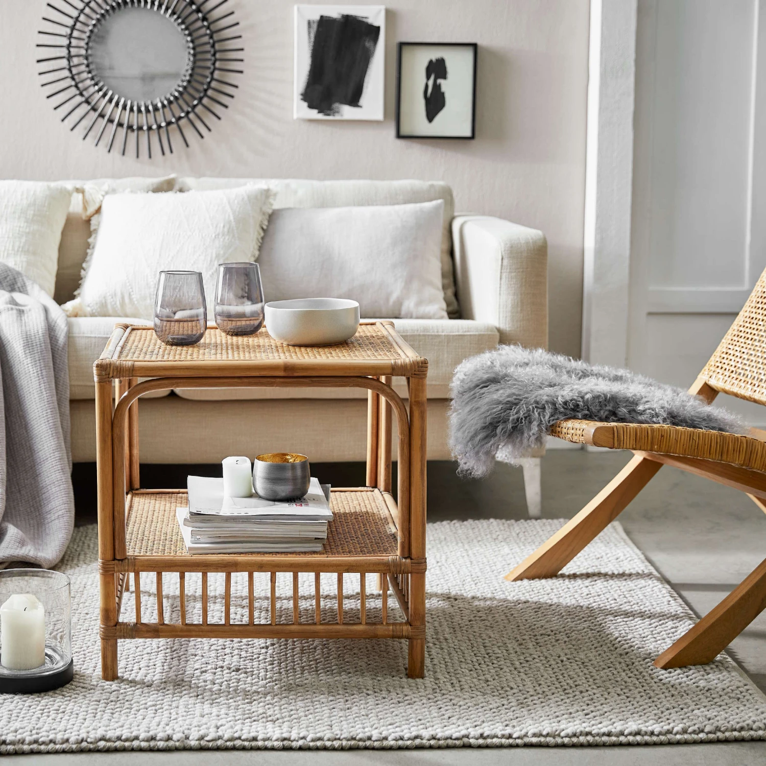 Couchtisch Handgefertigt Aus Rattan BOHO LOUNGE In Natur 2 Couchtisch Handgefertigt Aus Rattan BOHO LOUNGE In Natur – Bild 2