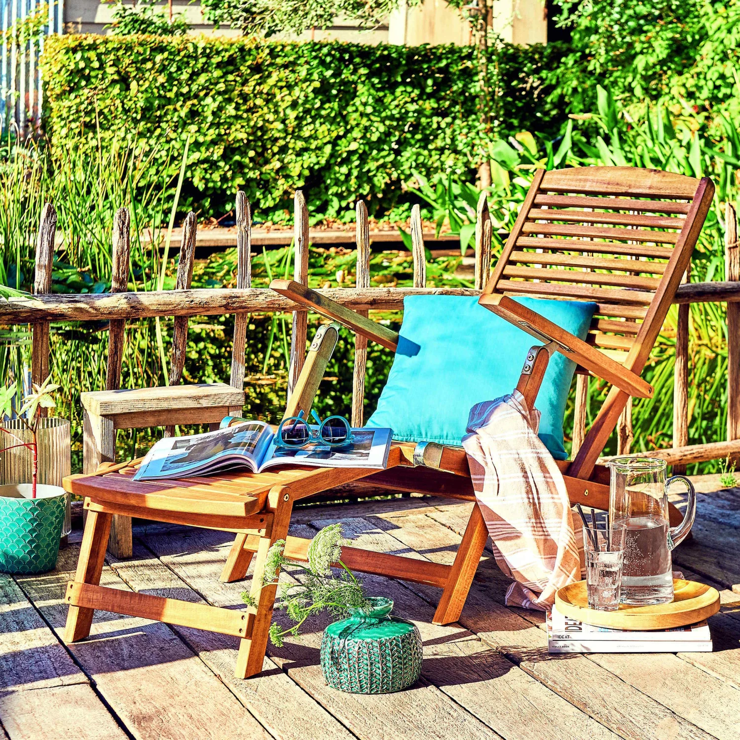 Gartenliege Mit Fußteil WEEKENDER In Braun 2 Gartenliege Mit Fußteil WEEKENDER In Braun – Bild 2