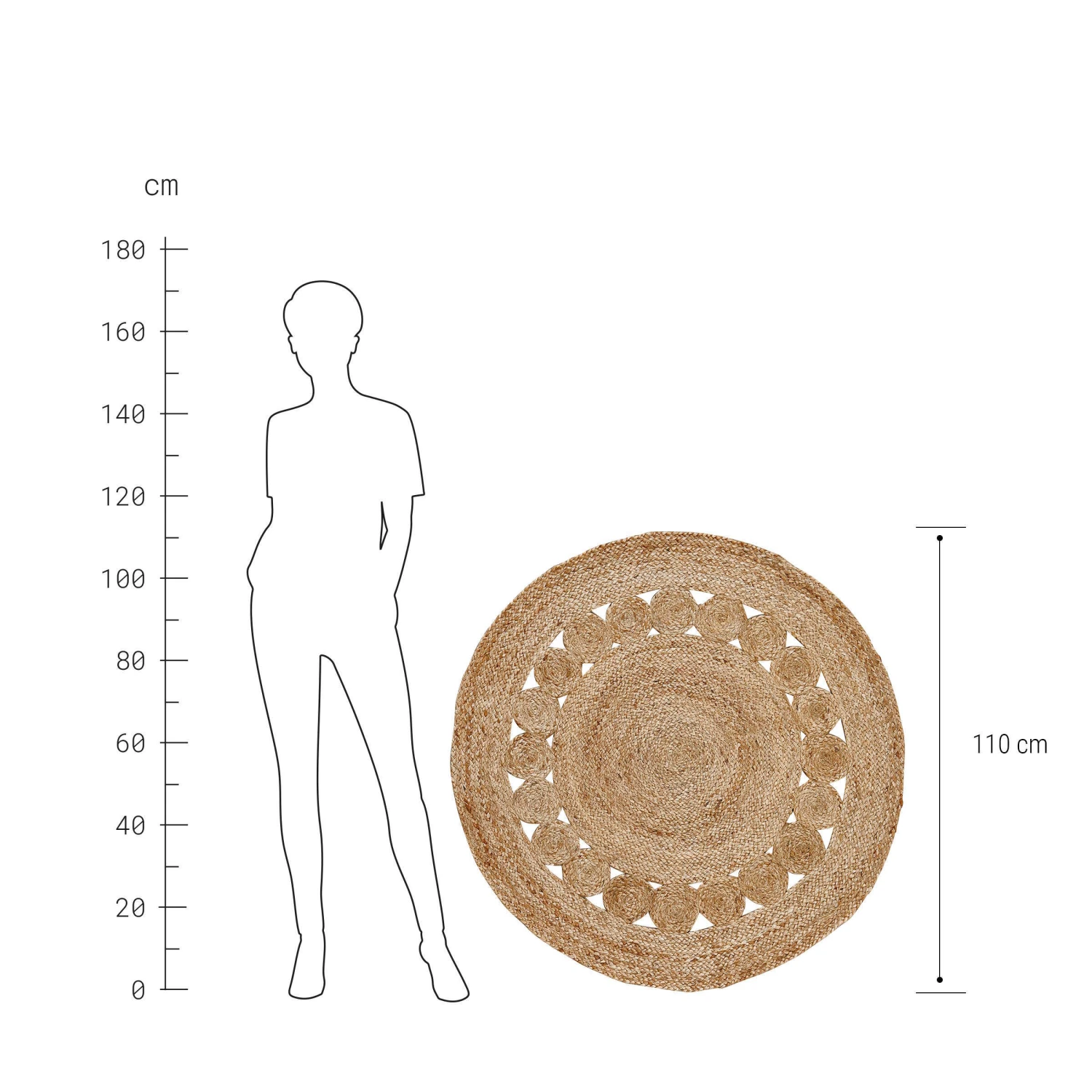 Hanf-Teppich Mit Lochmuster Ø110cm ALL NATURE In Natur 3 Hanf-Teppich Mit Lochmuster Ø110cm ALL NATURE In Natur – Bild 3