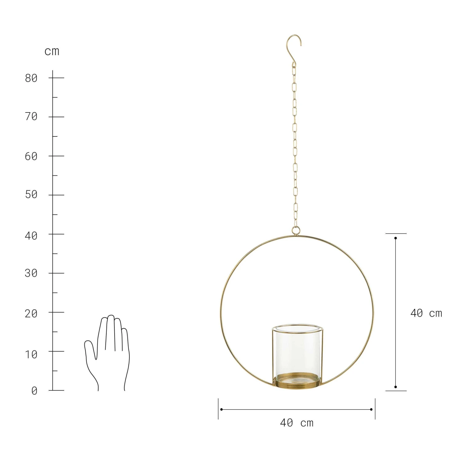 Hängedeko-Ring Mit Glaseinsatz Ø40cm LUNA In Gold 4 Hängedeko-Ring Mit Glaseinsatz Ø40cm LUNA In Gold – Bild 4