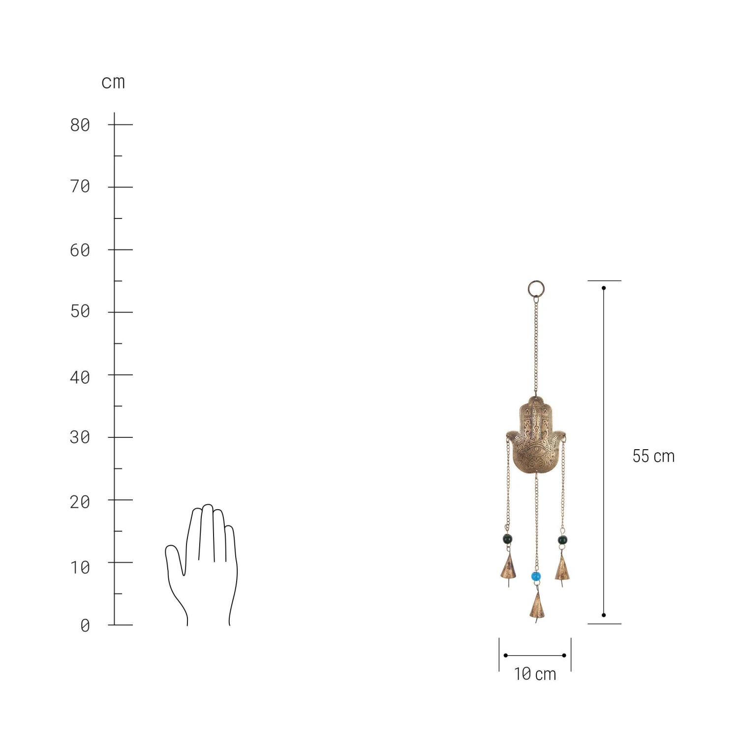 Hängedekoration "Fatimas Hand" Länge 55cm BALI In Gold 3 Hängedekoration "Fatimas Hand" Länge 55cm BALI In Gold – Bild 3