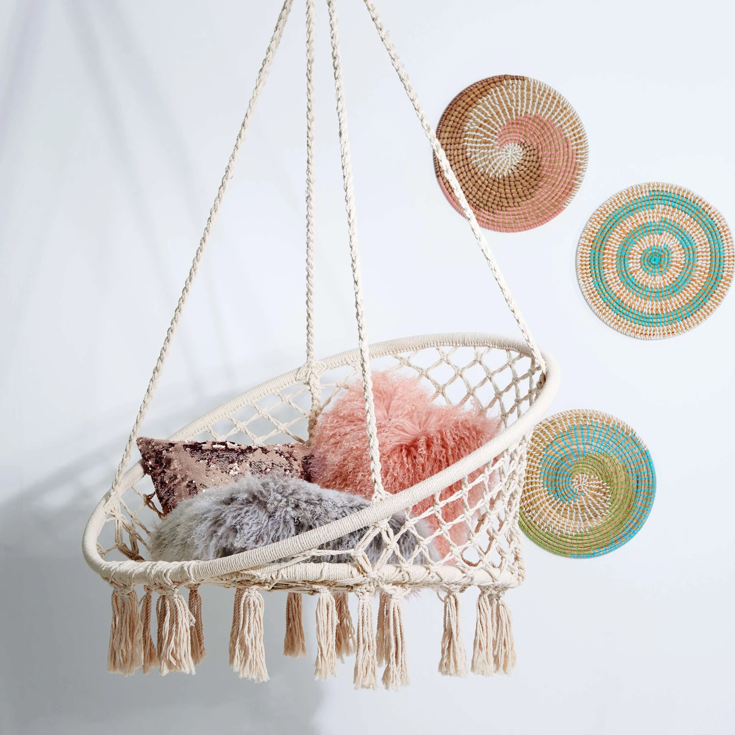 Hängesessel Mit Fransen Ø100cm PARADISE NOW In Creme 10 Hängesessel Mit Fransen Ø100cm PARADISE NOW In Creme – Bild 10