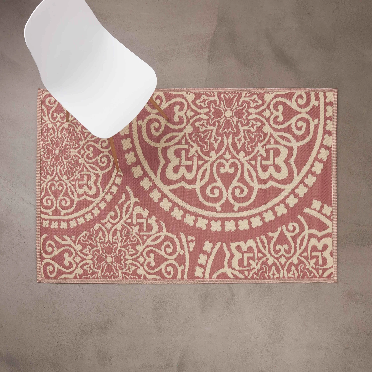 In- & Outdoor-Teppich Floral L 180 X B 118cm COLOUR CLASH In Hellrot-Creme 6 In- & Outdoor-Teppich Floral L 180 X B 118cm COLOUR CLASH In Hellrot-Creme – Bild 6