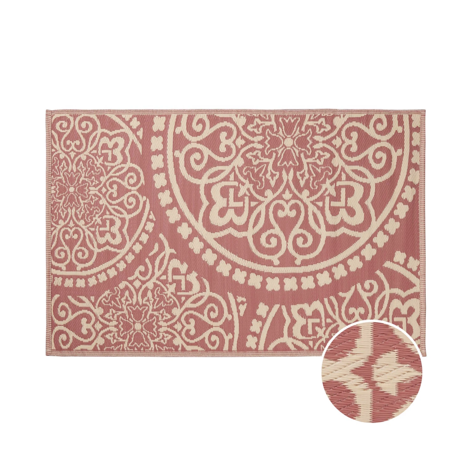 In- & Outdoor-Teppich Floral L 180 X B 118cm COLOUR CLASH In Hellrot-Creme 1 In- & Outdoor-Teppich Floral L 180 X B 118cm COLOUR CLASH In Hellrot-Creme