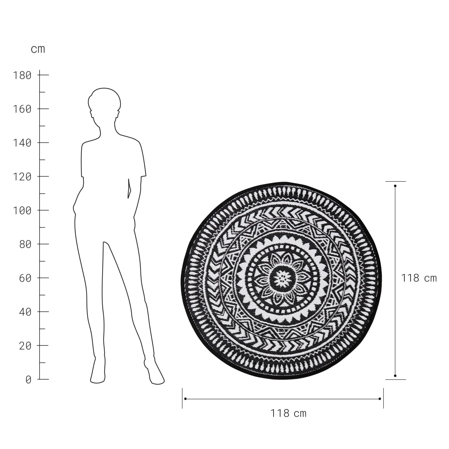 In- & Outdoor-Teppich Ø118cm COLOUR CLASH In Schwarz-Weiß 3 In- & Outdoor-Teppich Ø118cm COLOUR CLASH In Schwarz-Weiß – Bild 3