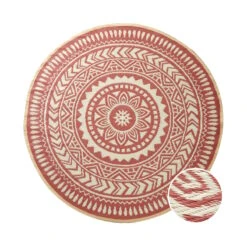 In- & Outdoor-Teppich Ø150cm COLOUR CLASH In Hellrot-Creme