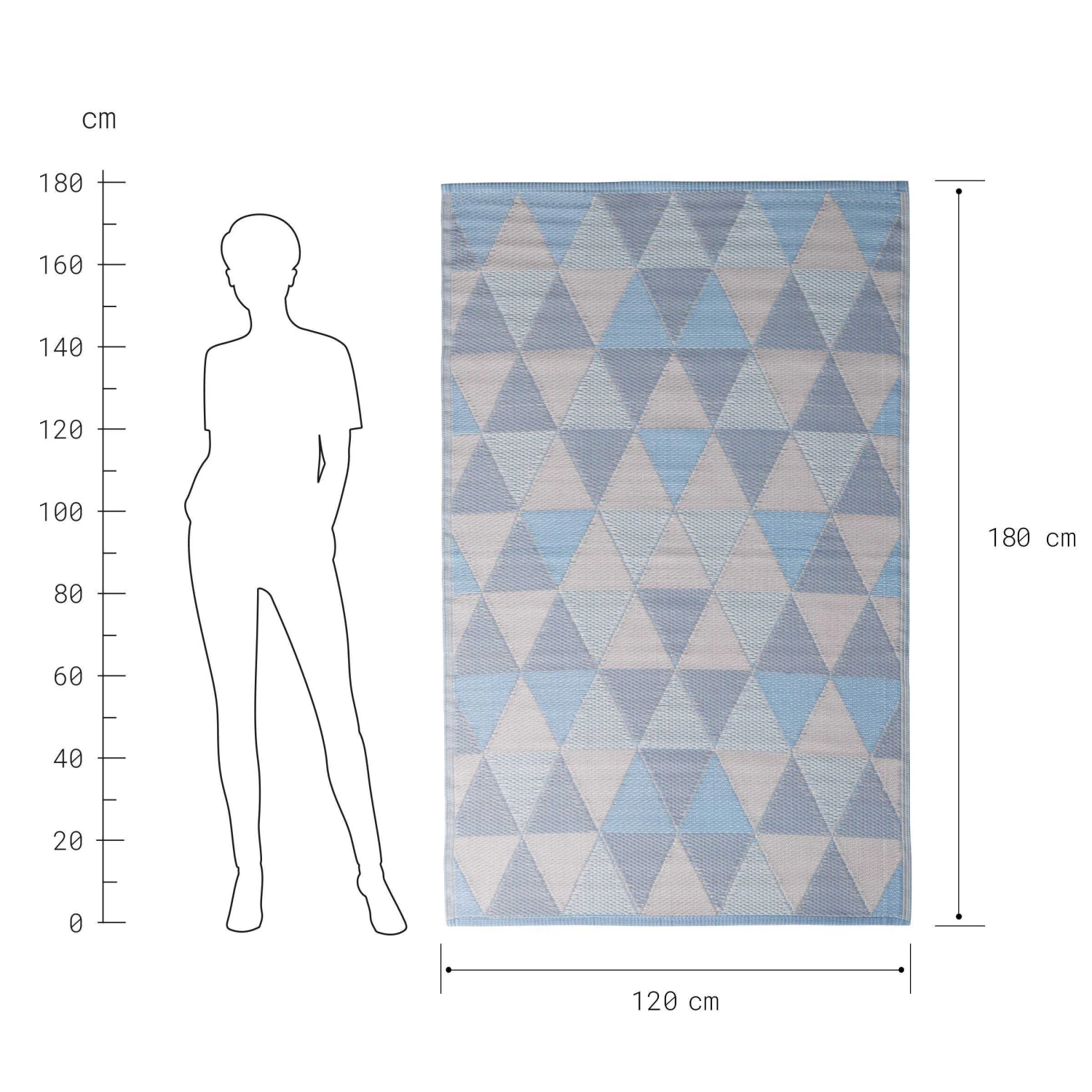 In- & Outdoorteppich Dreiecke L 180 X B 120cm COLOUR CLASH In Pastellblau 3 In- & Outdoorteppich Dreiecke L 180 X B 120cm COLOUR CLASH In Pastellblau – Bild 3