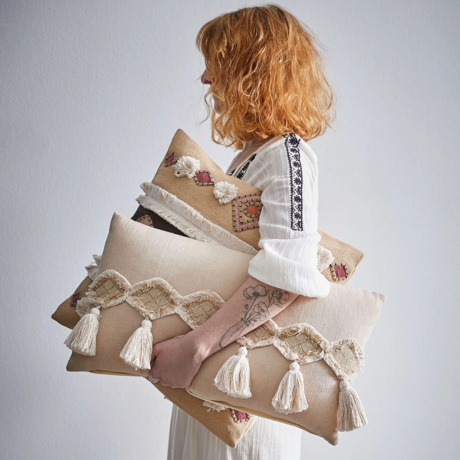 Kissen L 60 X B 35cm BOHEMIAN In Beige 2 Kissen L 60 X B 35cm BOHEMIAN In Beige – Bild 2