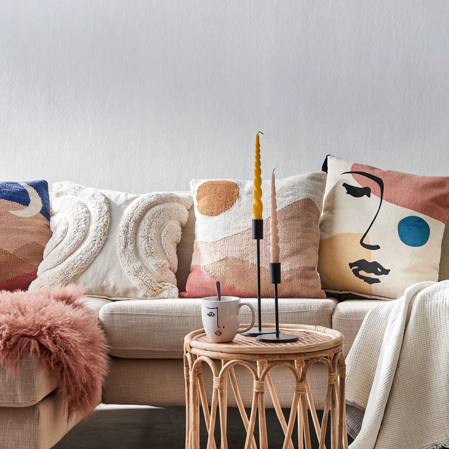 Kissen Line Art L 50 X B 50cm MOOD INDIGO In Bunt 2 Kissen Line Art L 50 X B 50cm MOOD INDIGO In Bunt – Bild 2