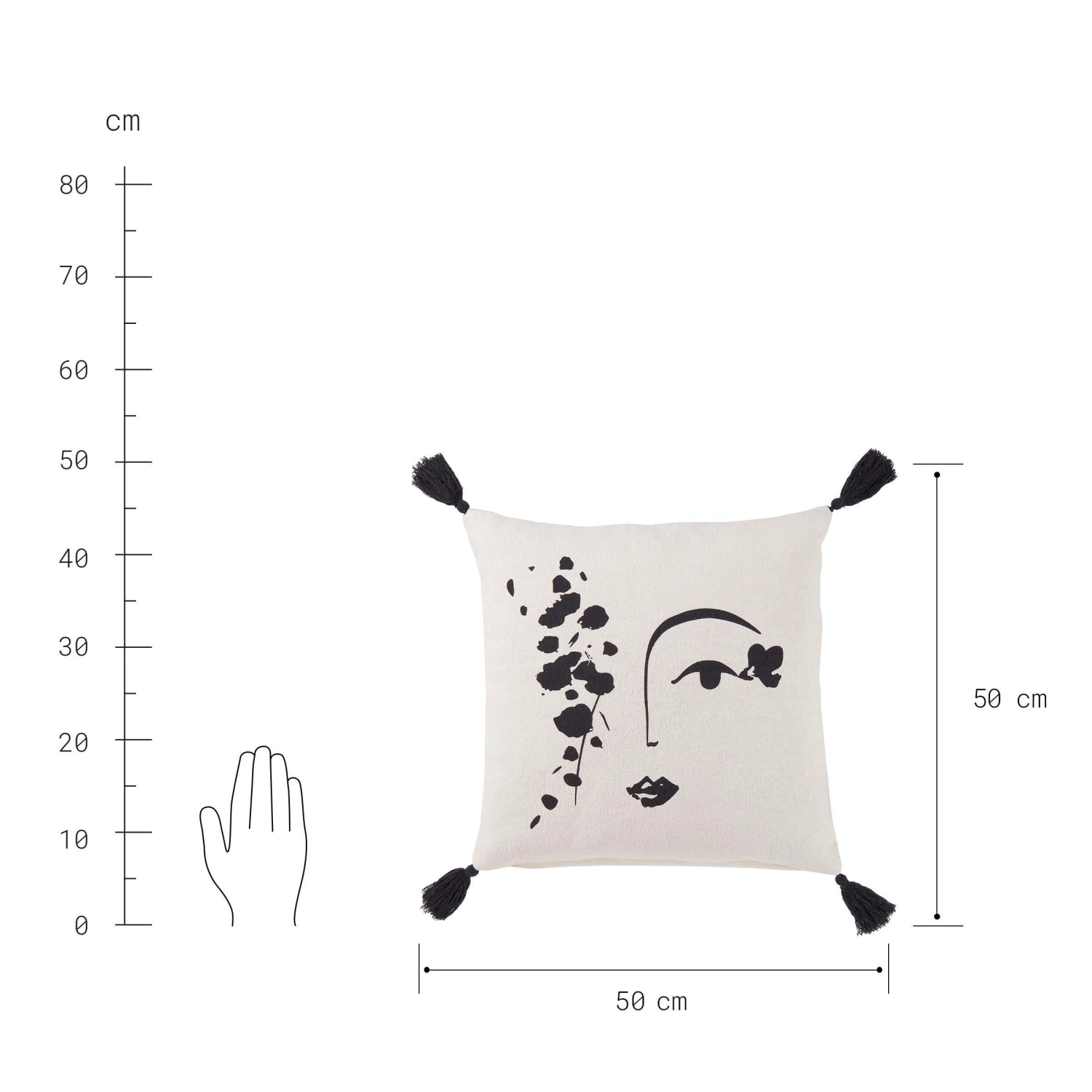 Kissen Line Art L 50 X B 50cm MUSE In Natur-Schwarz 4 Kissen Line Art L 50 X B 50cm MUSE In Natur-Schwarz – Bild 4