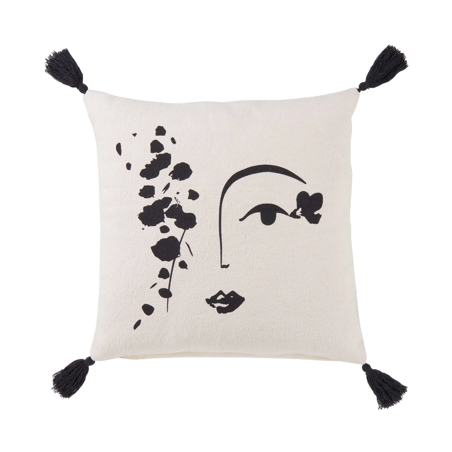 Kissen Line Art L 50 X B 50cm MUSE In Natur-Schwarz 1 Kissen Line Art L 50 X B 50cm MUSE In Natur-Schwarz