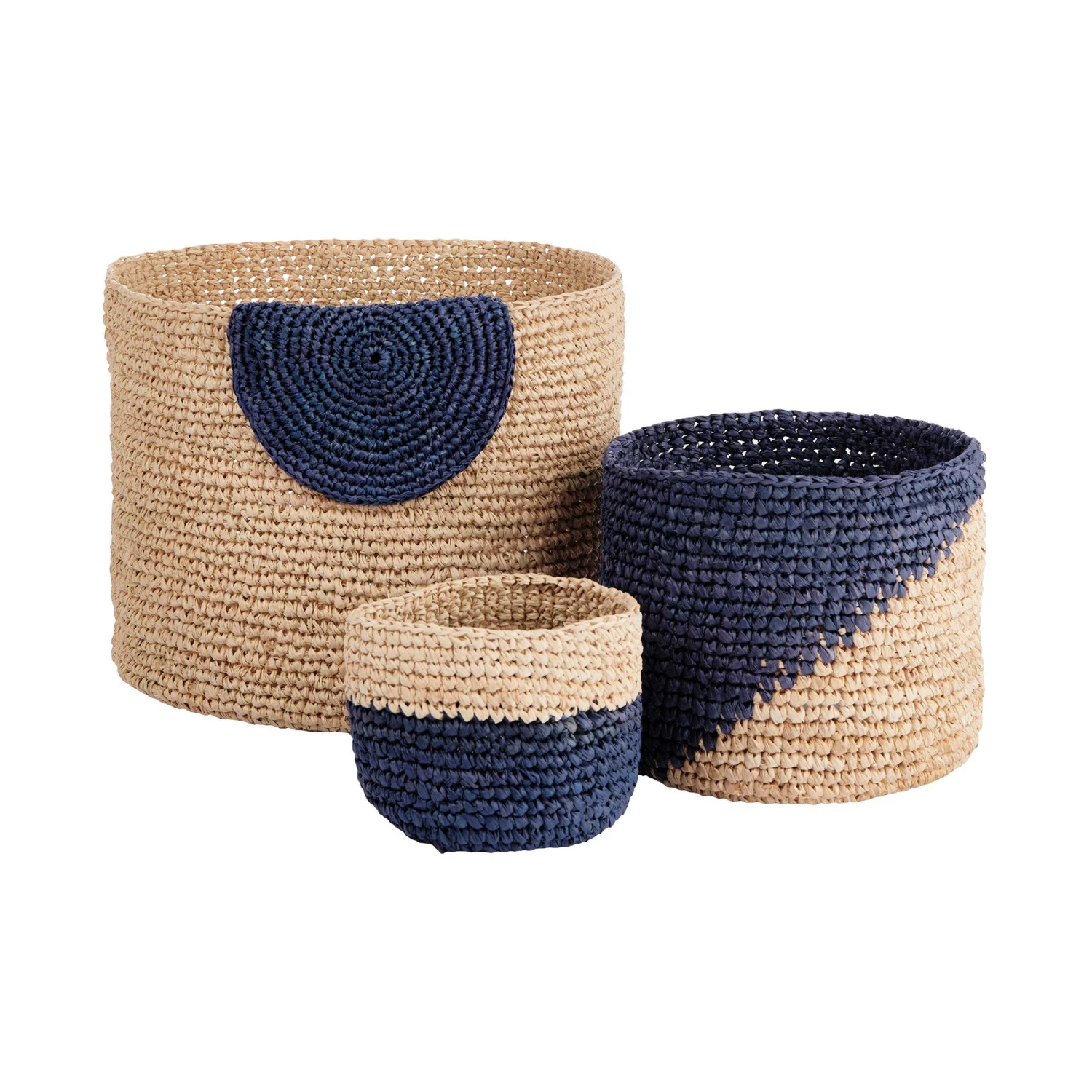 Korb Handgefertigt Aus Raffia Ø13cm ISALO In Natur-Blau 4 Korb Handgefertigt Aus Raffia Ø13cm ISALO In Natur-Blau – Bild 4