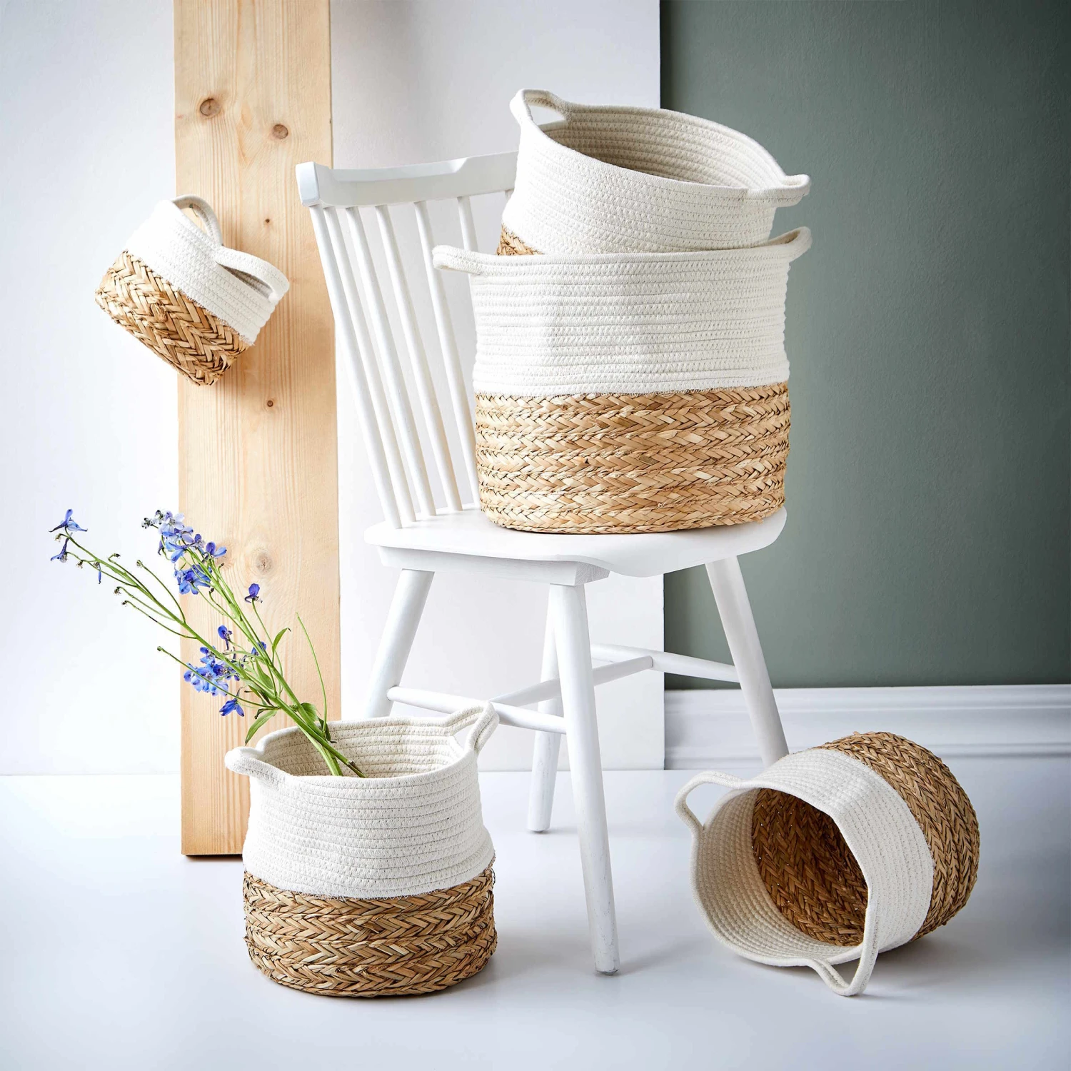 Korb Rund Ø23cm COTTON BRAID In Natur-Weiß 2 Korb Rund Ø23cm COTTON BRAID In Natur-Weiß – Bild 2