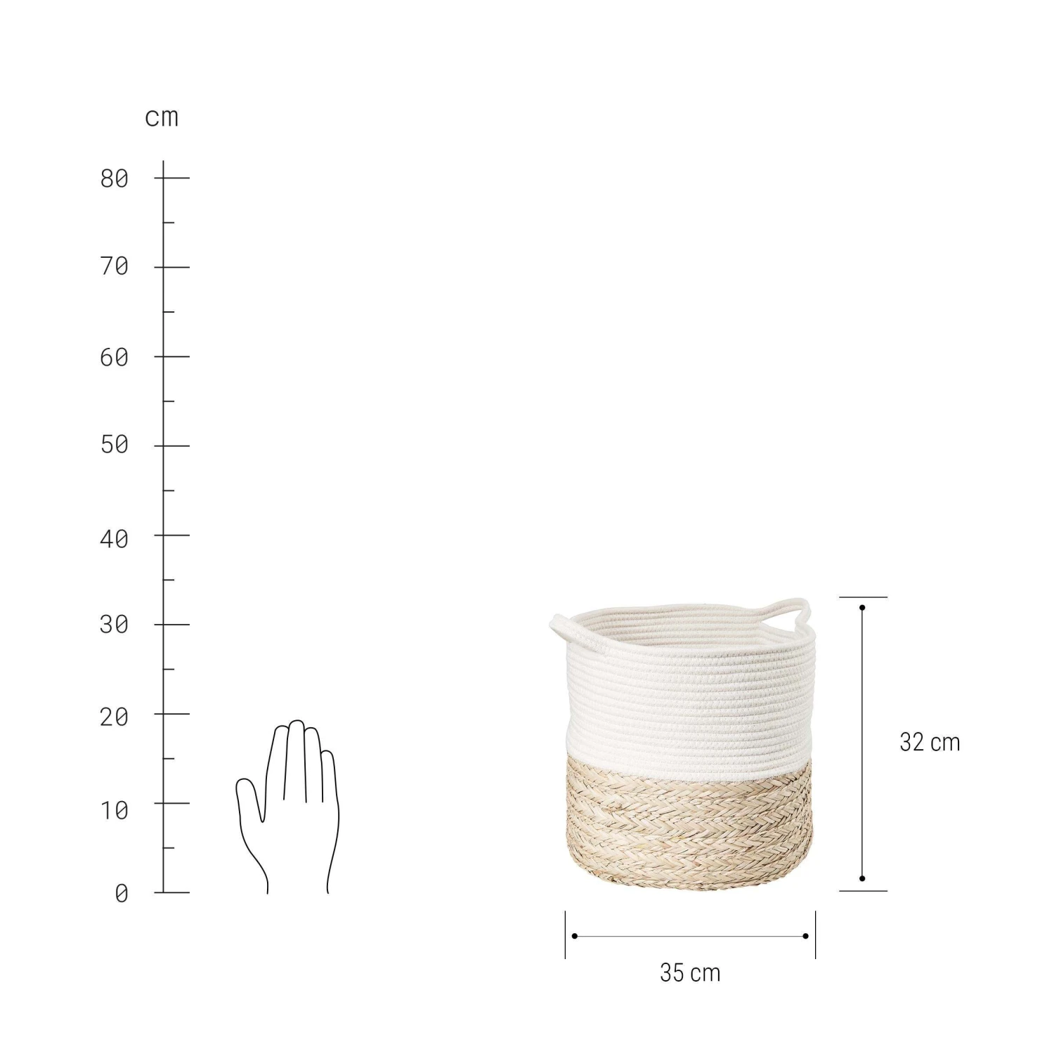 Korb Rund Ø35cm COTTON BRAID In Natur-Weiß 3 Korb Rund Ø35cm COTTON BRAID In Natur-Weiß – Bild 3