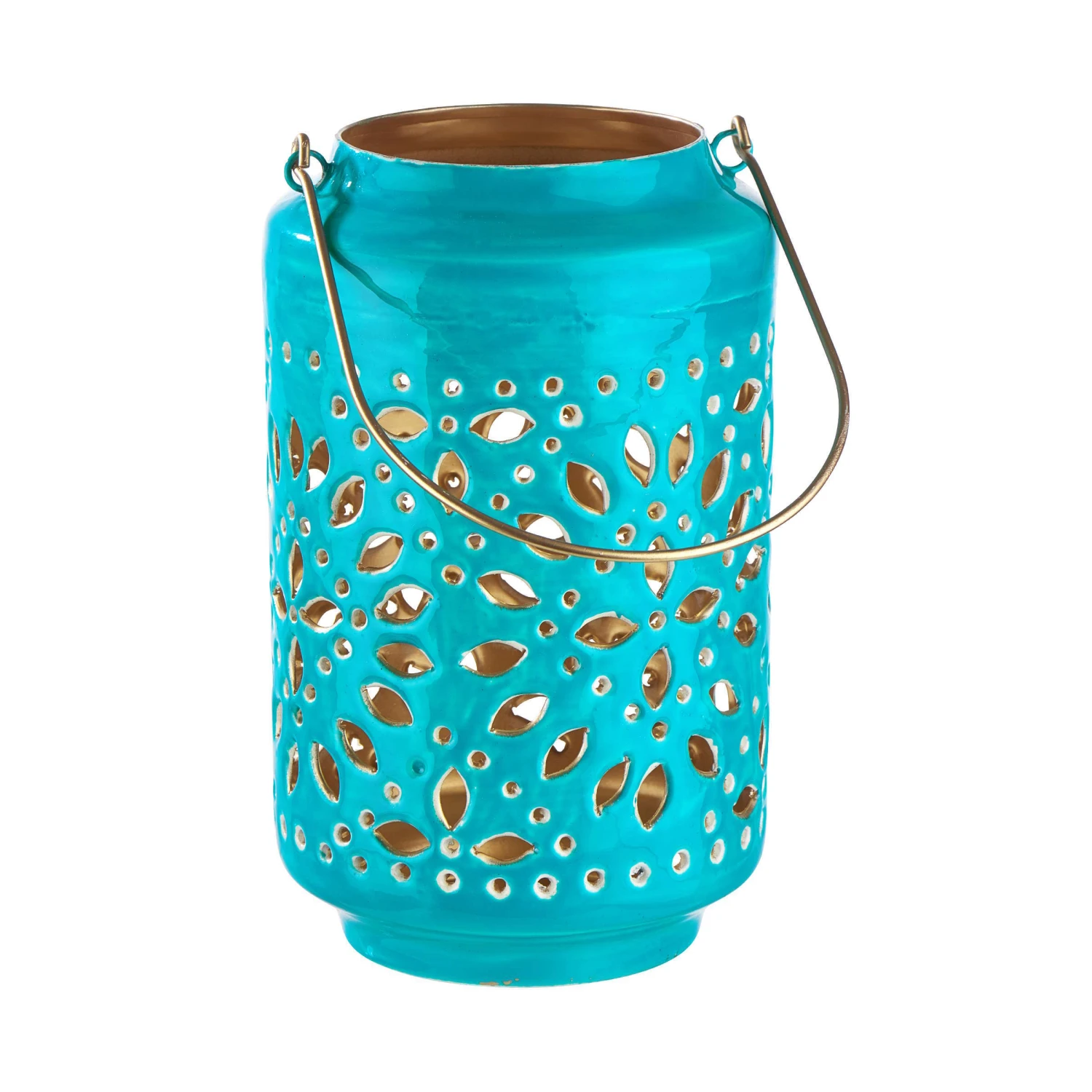 Laterne Höhe 25 Cm BLUE MAROCCO In Petrol-Gold 1 Laterne Höhe 25 Cm BLUE MAROCCO In Petrol-Gold