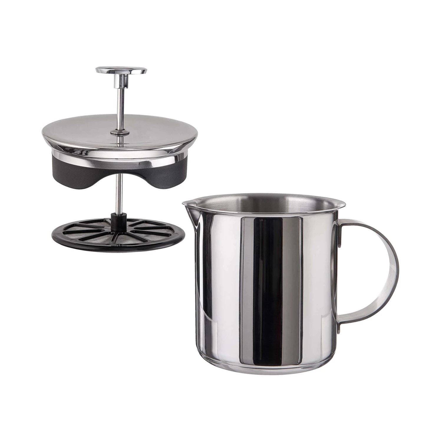 Manueller Milchaufschäumer 400ml MILK MASTER In Silber 2 Manueller Milchaufschäumer 400ml MILK MASTER In Silber – Bild 2