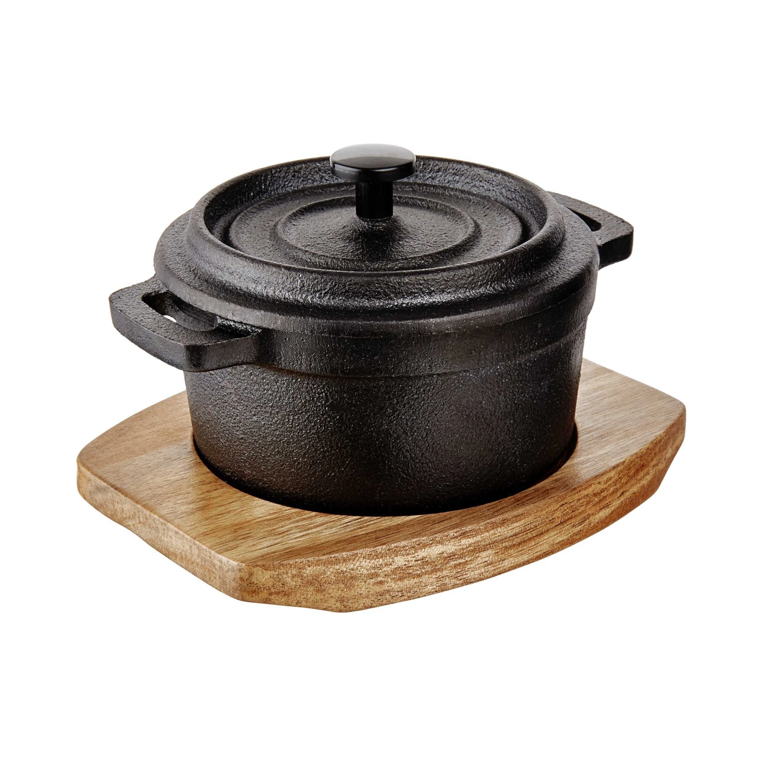 Mini-Serviertopf Mit Holzuntersetzer L 14 X B 11cm HOT IRON In Schwarz 4 Mini-Serviertopf Mit Holzuntersetzer L 14 X B 11cm HOT IRON In Schwarz – Bild 4