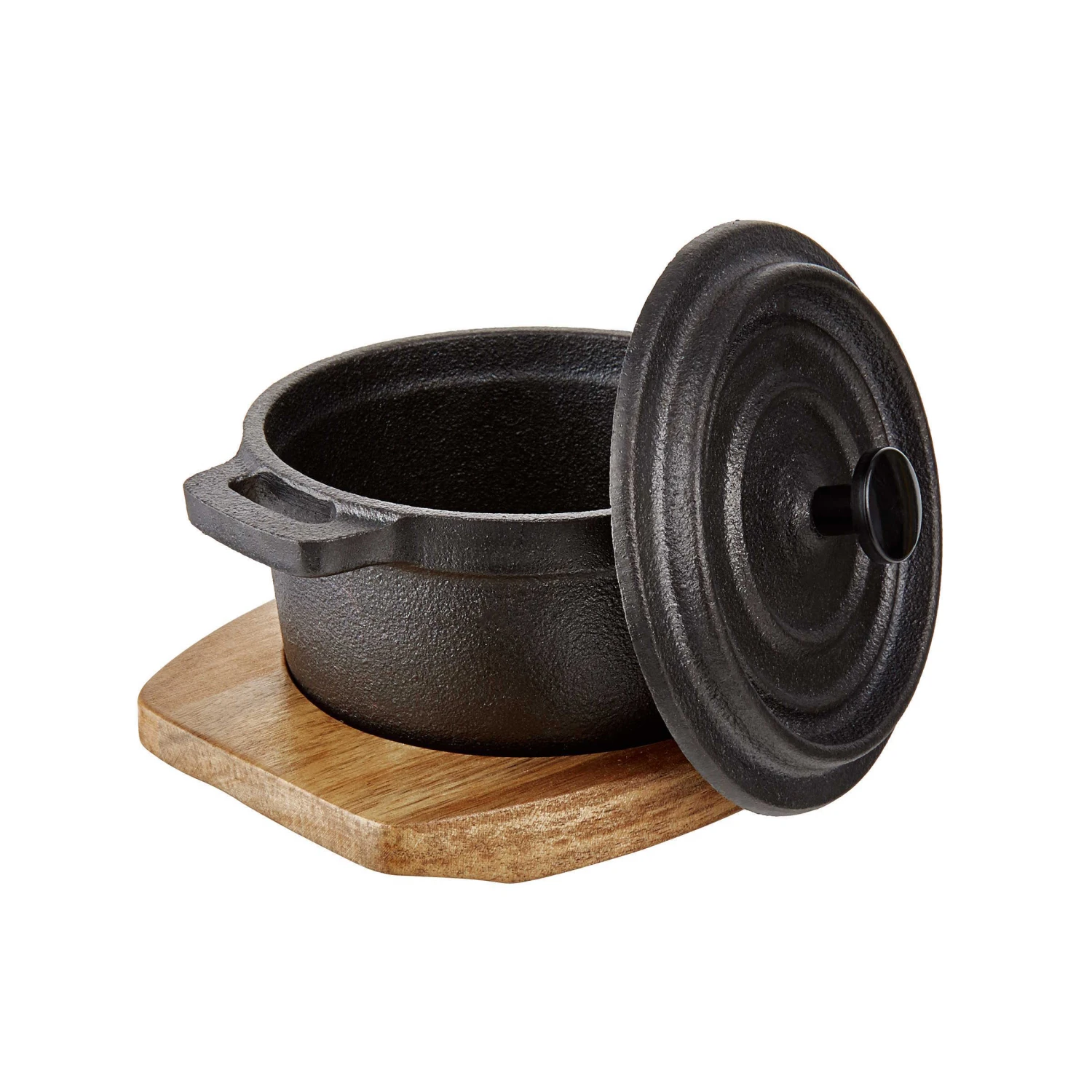 Mini-Serviertopf Mit Holzuntersetzer L 14 X B 11cm HOT IRON In Schwarz 5 Mini-Serviertopf Mit Holzuntersetzer L 14 X B 11cm HOT IRON In Schwarz – Bild 5