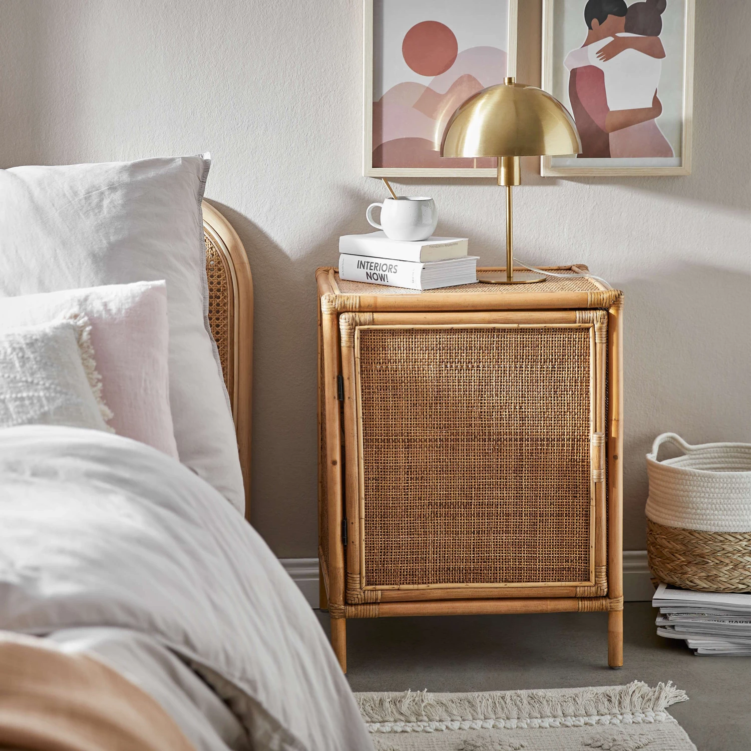 Nachttisch-Schränkchen Handgefertigt Aus Rattan BOHO LOUNGE In Natur 2 Nachttisch-Schränkchen Handgefertigt Aus Rattan BOHO LOUNGE In Natur – Bild 2