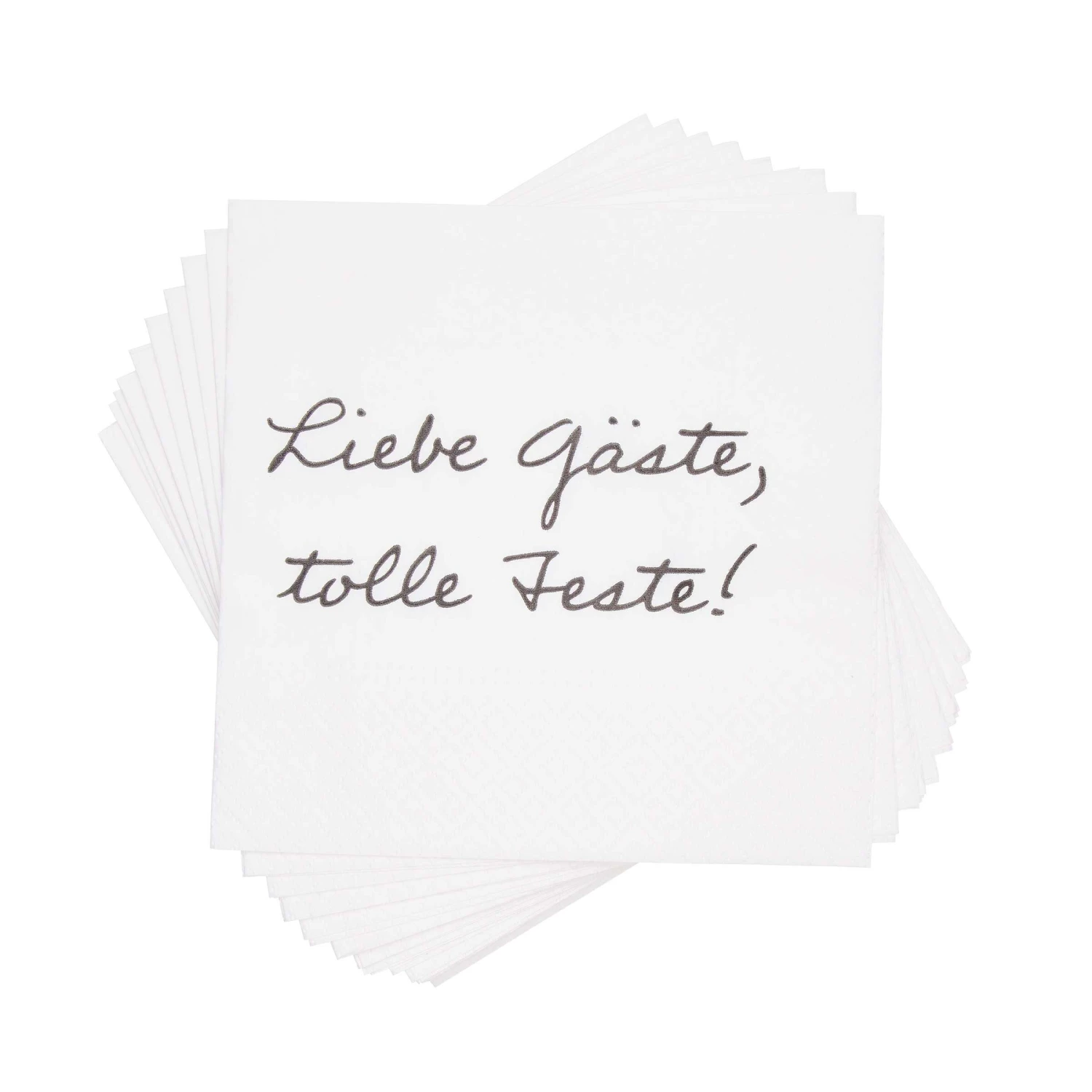 Papierserviette Liebe Gäste, Tolle Feste! 20 Stück APRÈS In Weiß-Schwarz 1 Papierserviette Liebe Gäste, Tolle Feste! 20 Stück APRÈS In Weiß-Schwarz