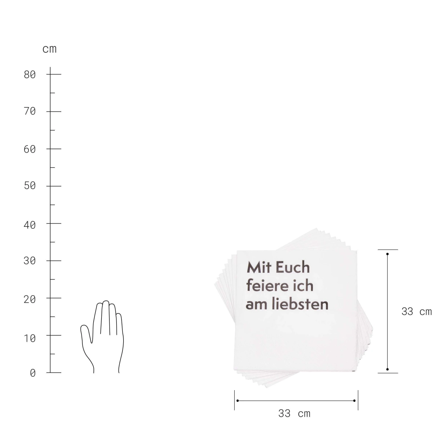 Papierserviette Mit Euch Feiere Ich Am Liebsten 20 Stück APRÈS In Weiß-Schwarz 2 Papierserviette Mit Euch Feiere Ich Am Liebsten 20 Stück APRÈS In Weiß-Schwarz – Bild 2