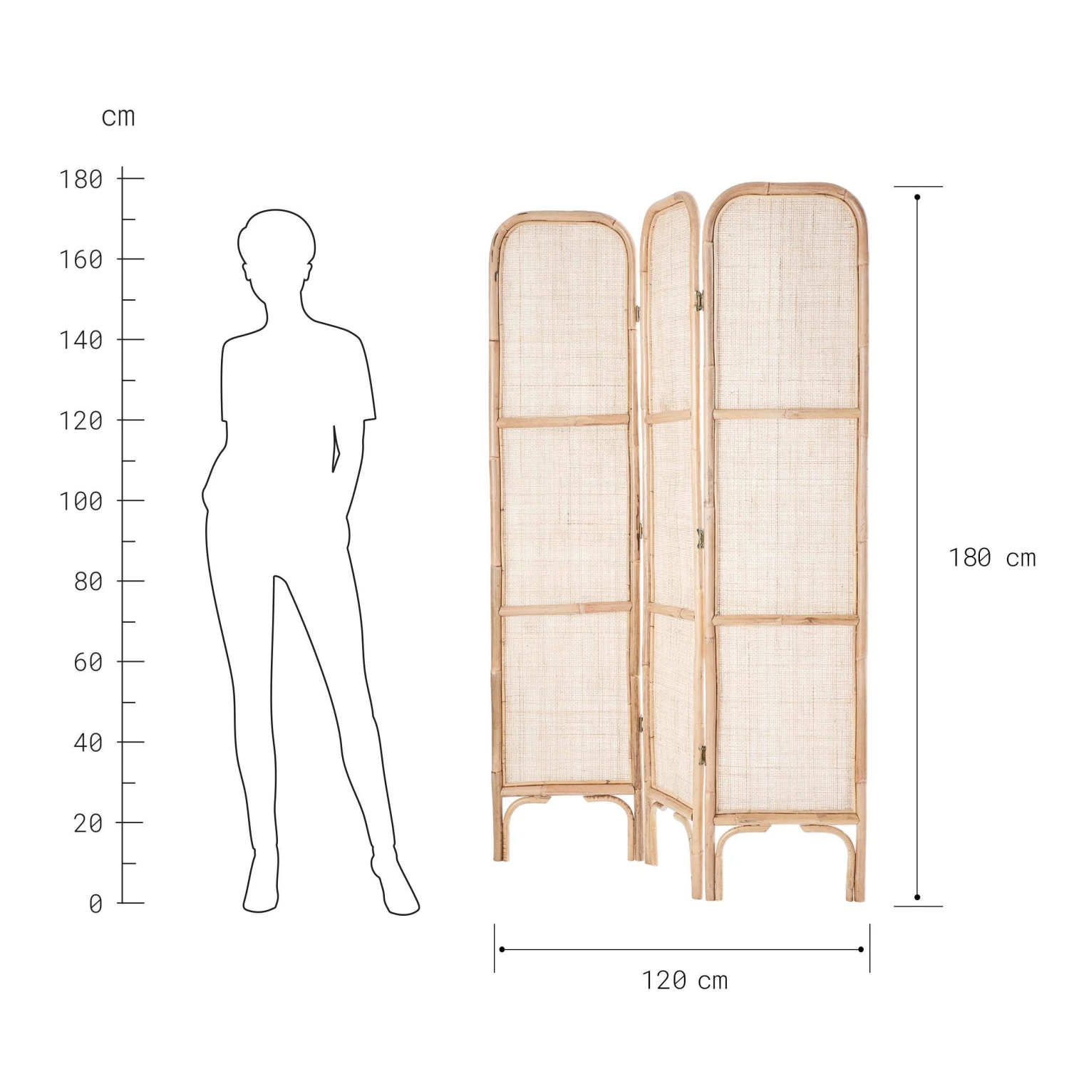 Paravent Aus Rattan L 120 X H 180cm BOHO LOUNGE In Natur 3 Paravent Aus Rattan L 120 X H 180cm BOHO LOUNGE In Natur – Bild 3