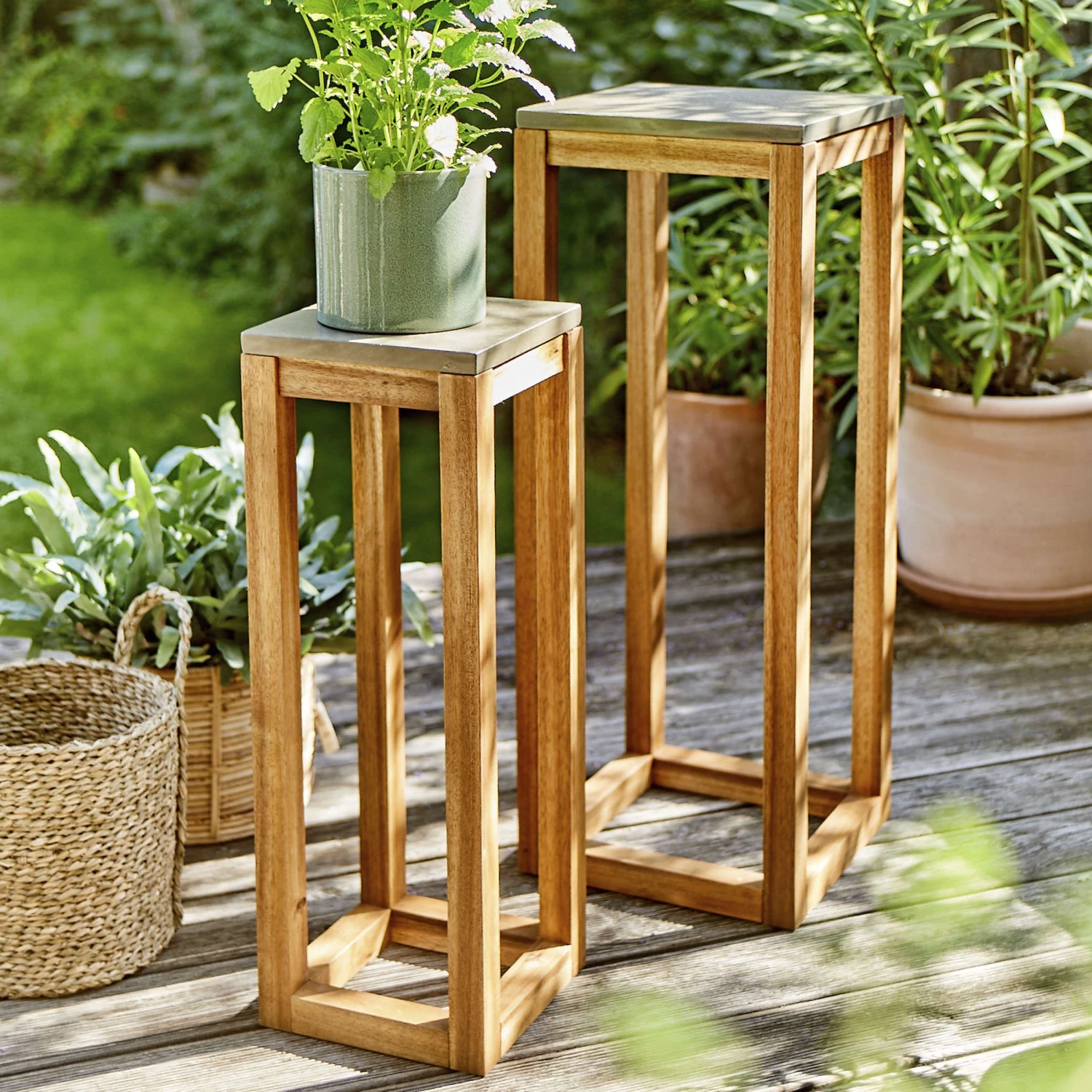 Pflanzenhocker 2er-Set CONCRETE In Natur-Grau 2 Pflanzenhocker 2er-Set CONCRETE In Natur-Grau – Bild 2