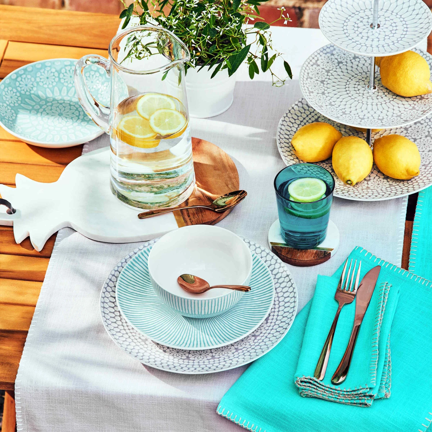 Serviette L 42 X B 42cm FINCA In Türkis 4 Serviette L 42 X B 42cm FINCA In Türkis – Bild 4