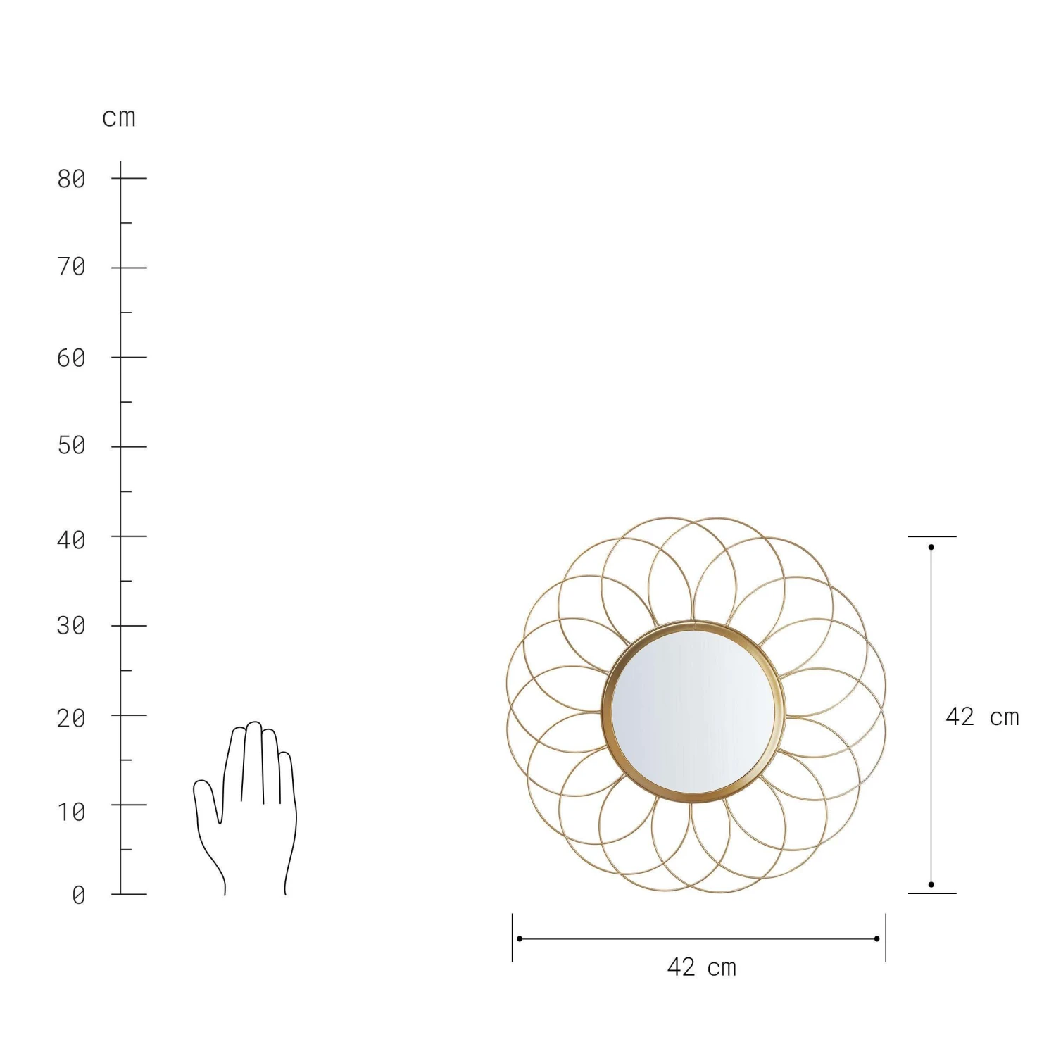 Spiegel Blume Ø42cm FIORE In Gold 2 Spiegel Blume Ø42cm FIORE In Gold – Bild 2
