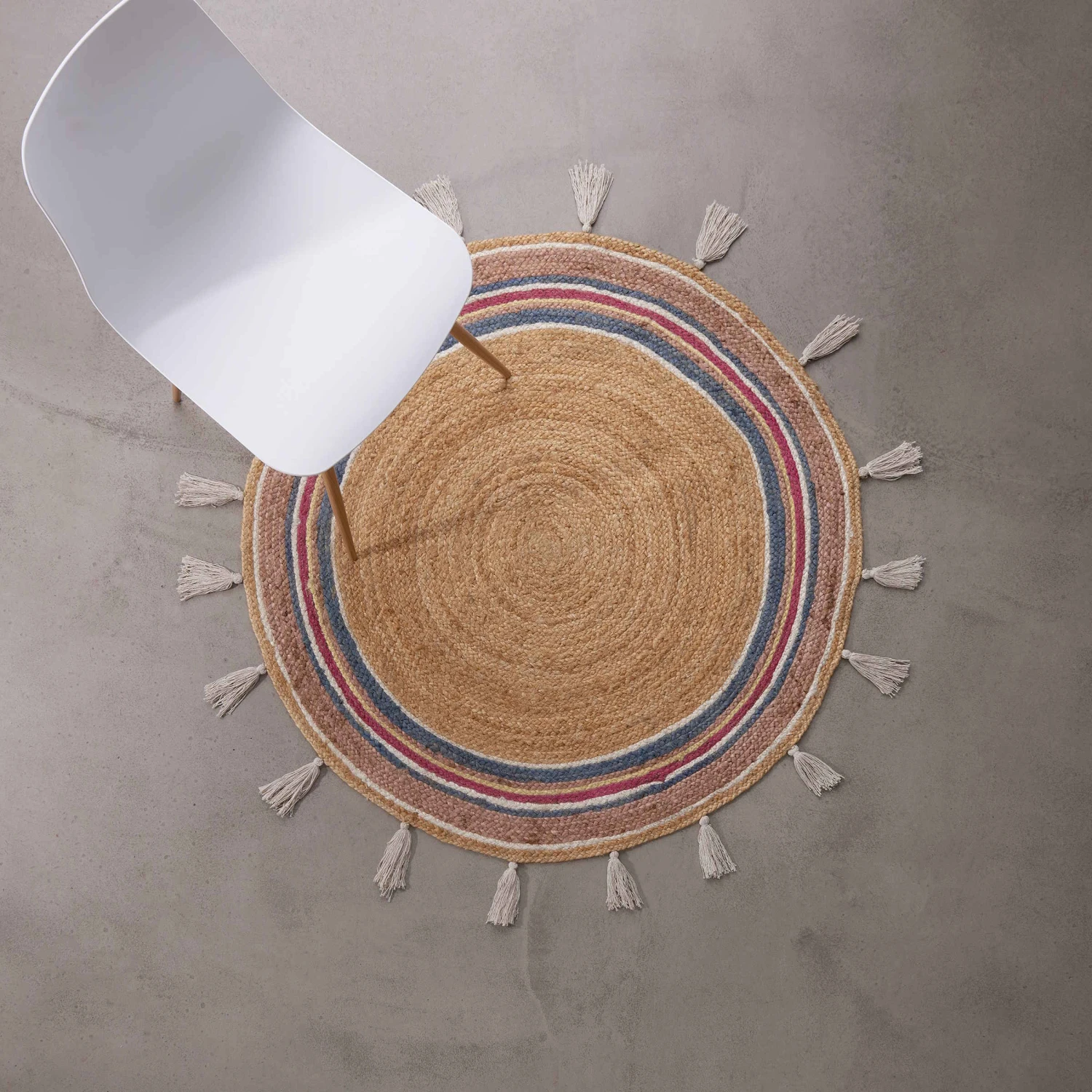 Teppich Rainbow Mit Quasten Ø110cm ALL NATURE In Natur-Bunt 2 Teppich Rainbow Mit Quasten Ø110cm ALL NATURE In Natur-Bunt – Bild 2
